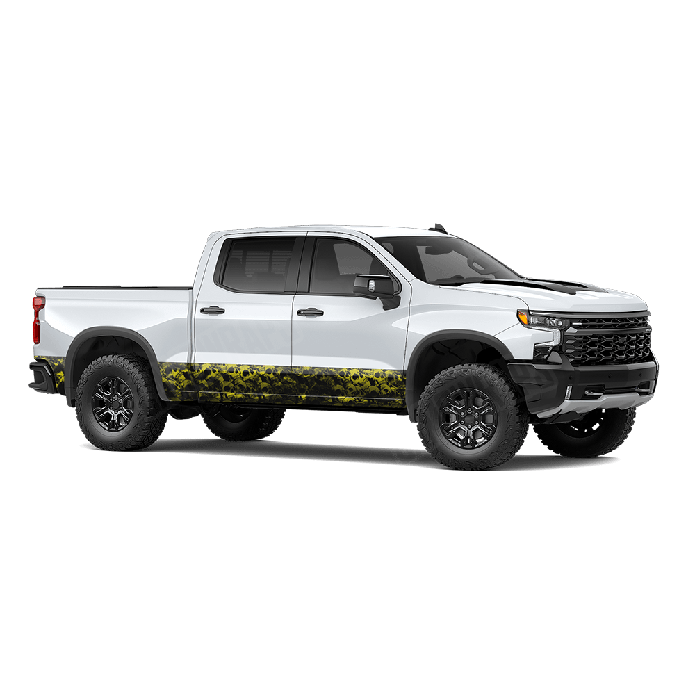 Skull Yellow Rocker Panel Wraps