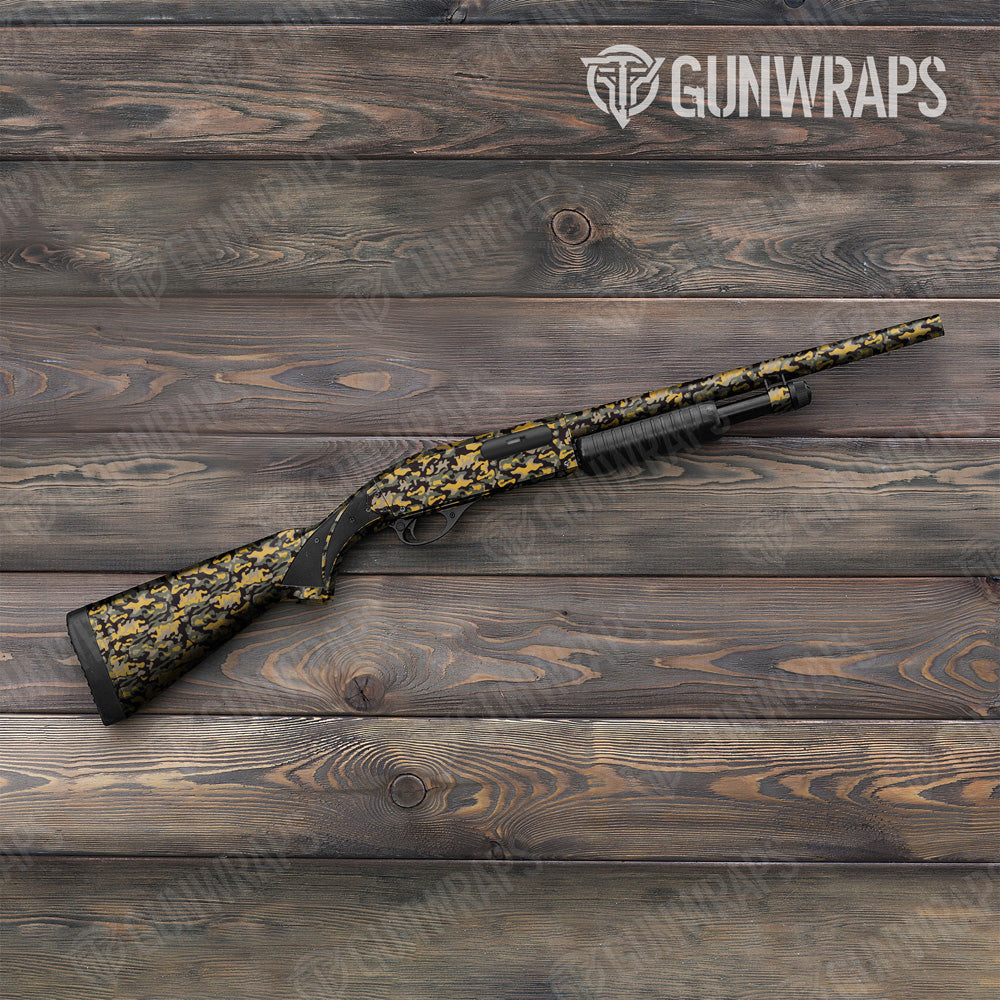 Shotgun Classic Militant Yellow Camo Gun Skin Vinyl Wrap