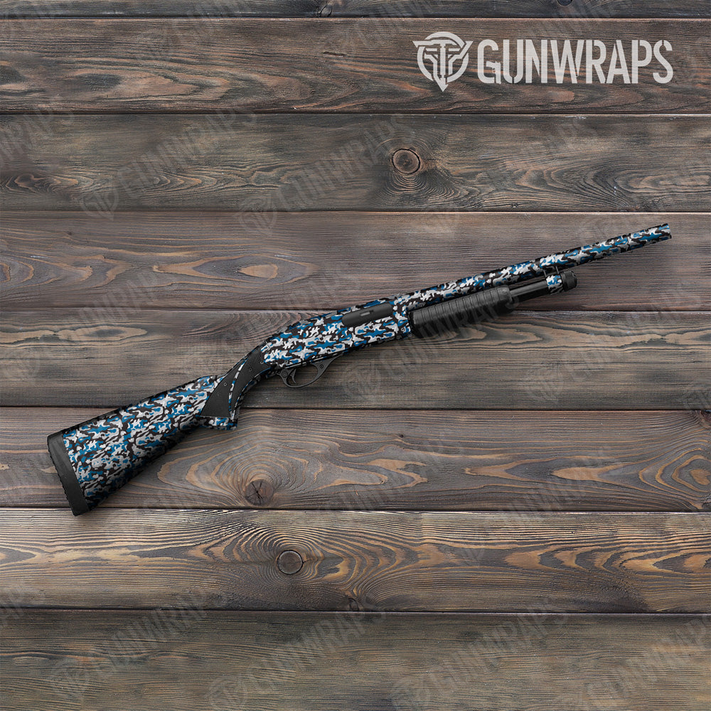 Shotgun Classic Blue Tiger Camo Gun Skin Vinyl Wrap