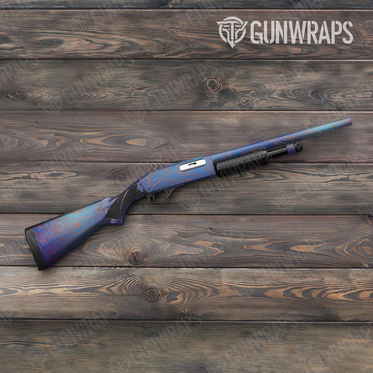 Shotgun Damascus Fire And Ice Camo Gun Skin Vinyl Wrap