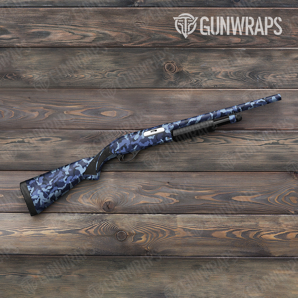 Shotgun Erratic Blue Urban Night Camo Gun Skin Vinyl Wrap