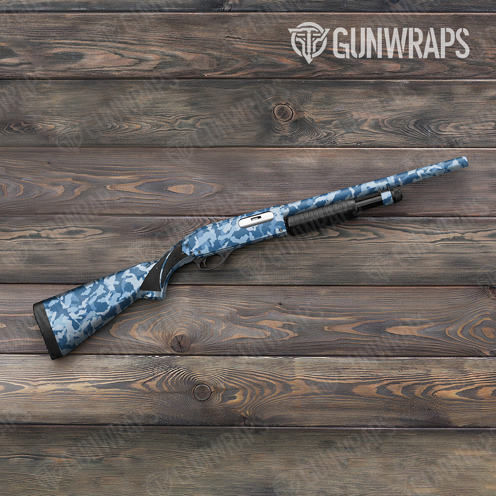 Shotgun Erratic Cool Blue Camo Gun Skin Vinyl Wrap