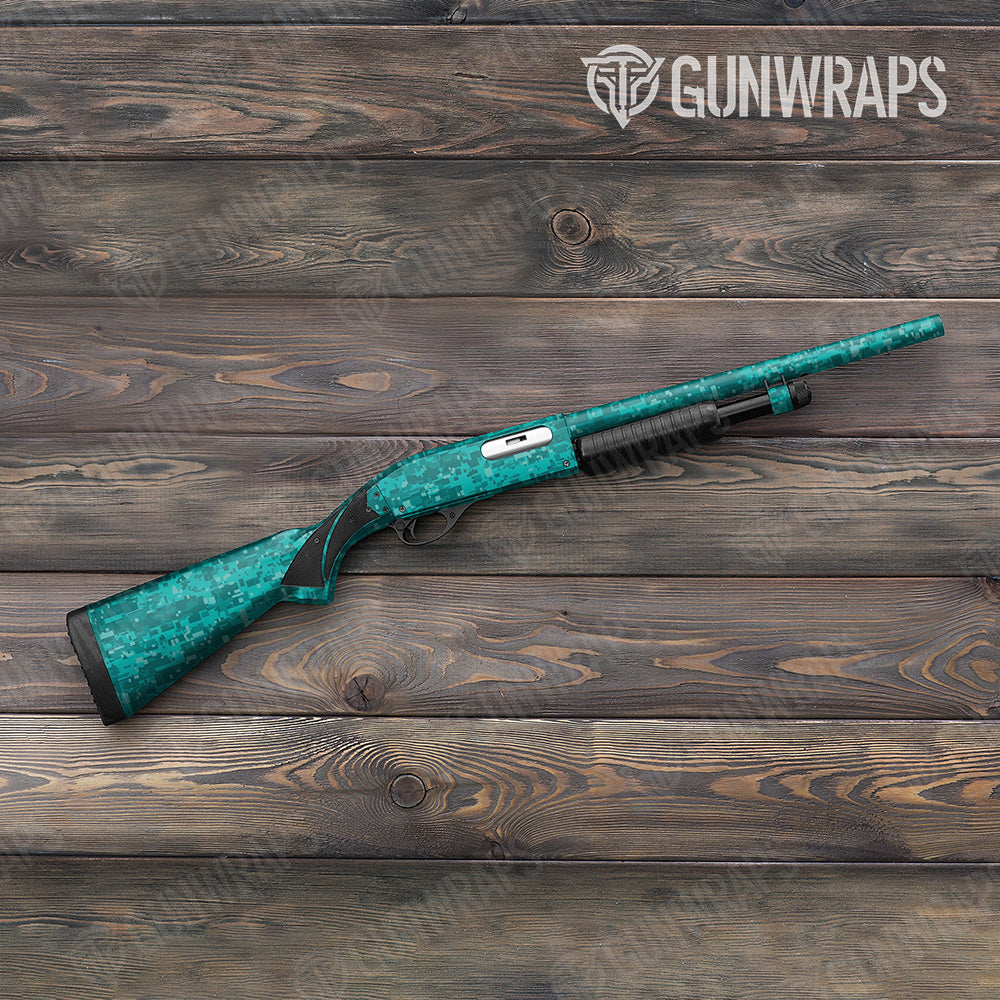 Shotgun Digital Elite Tiffany Blue Camo Gun Skin Vinyl Wrap