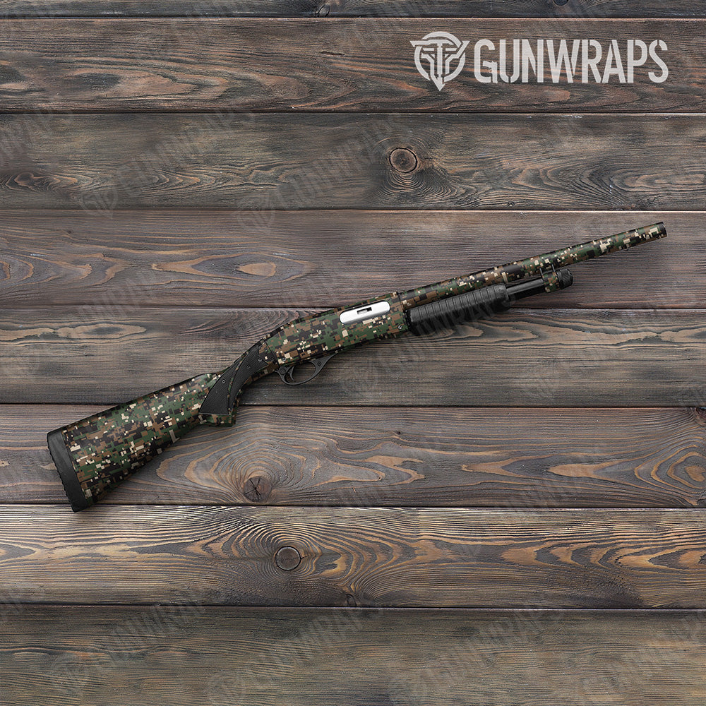 Shotgun Digital Woodland Camo Gun Skin Vinyl Wrap