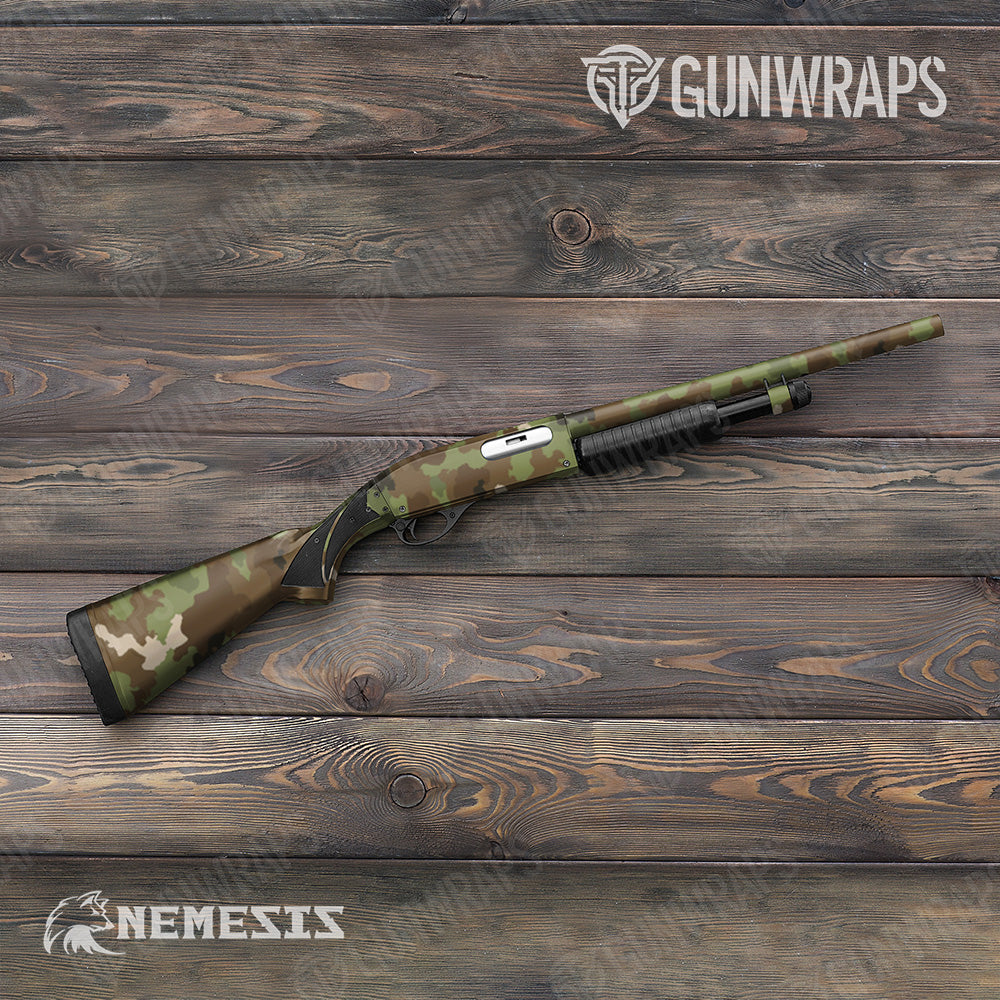 Shotgun Large Nemesis Woodlands Wolf Camo Vinyl Wrap