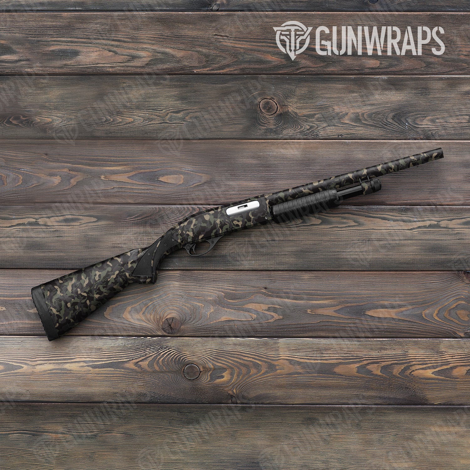 Shotgun Ragged Militant Charcoal Camo Gun Skin Vinyl Wrap