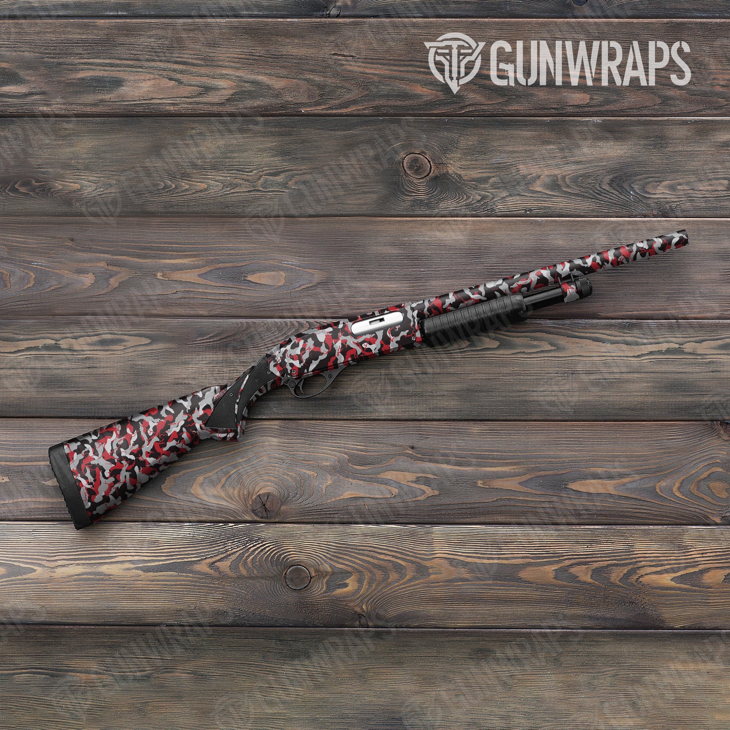 Shotgun Ragged Red Tiger Camo Gun Skin Vinyl Wrap