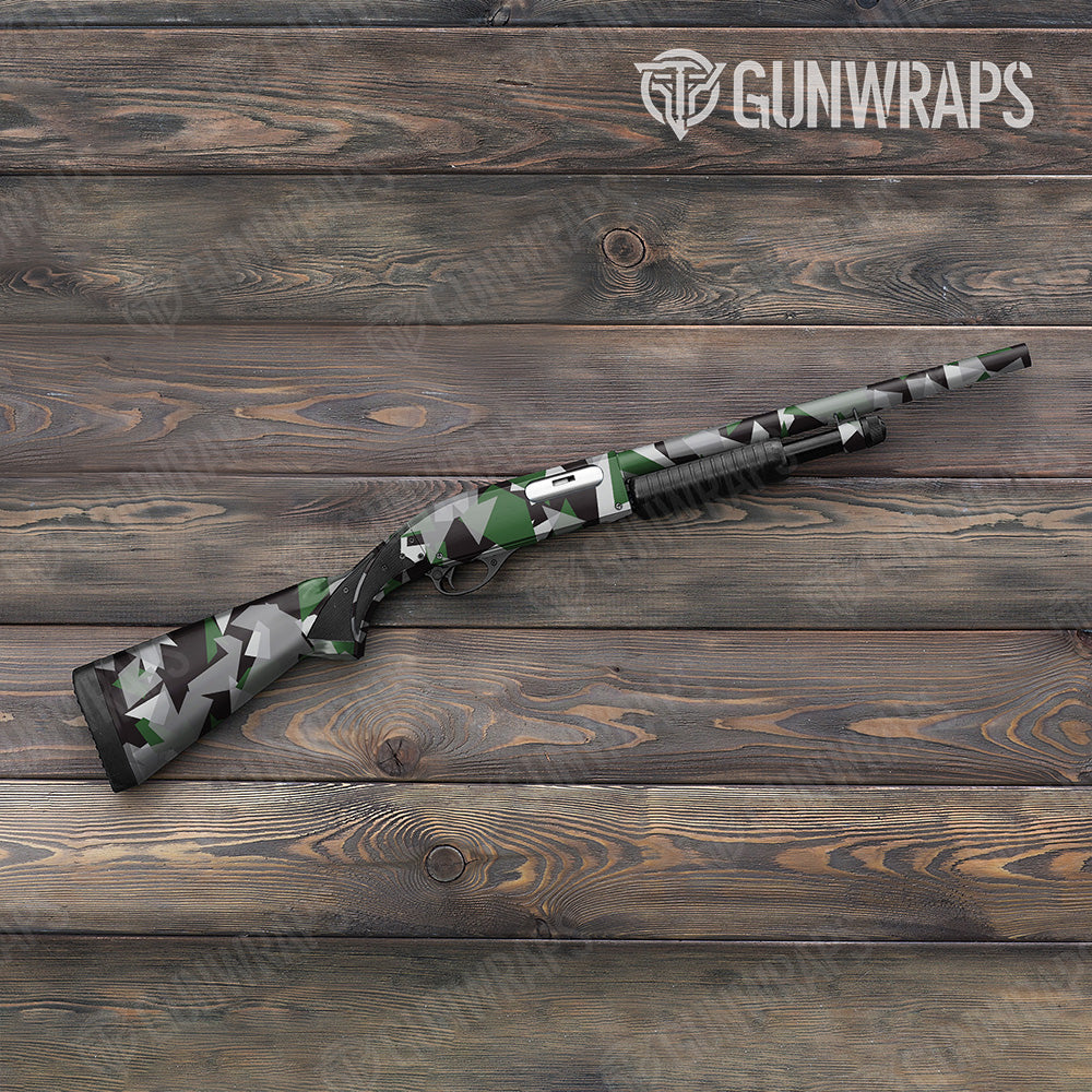 Shotgun Shattered Green Tiger Camo Gun Skin Vinyl Wrap