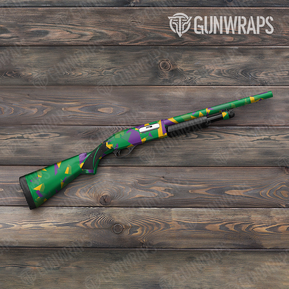 Shotgun Shattered Mardi Gras Camo Gun Skin Vinyl Wrap