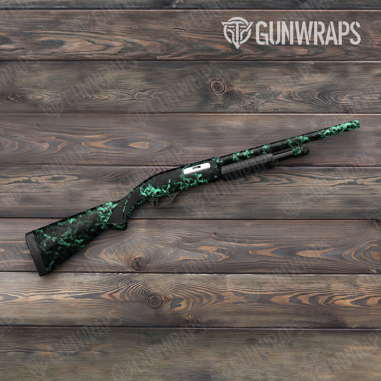 Skull Aquamarine Shotgun Gun Skin Vinyl Wraps