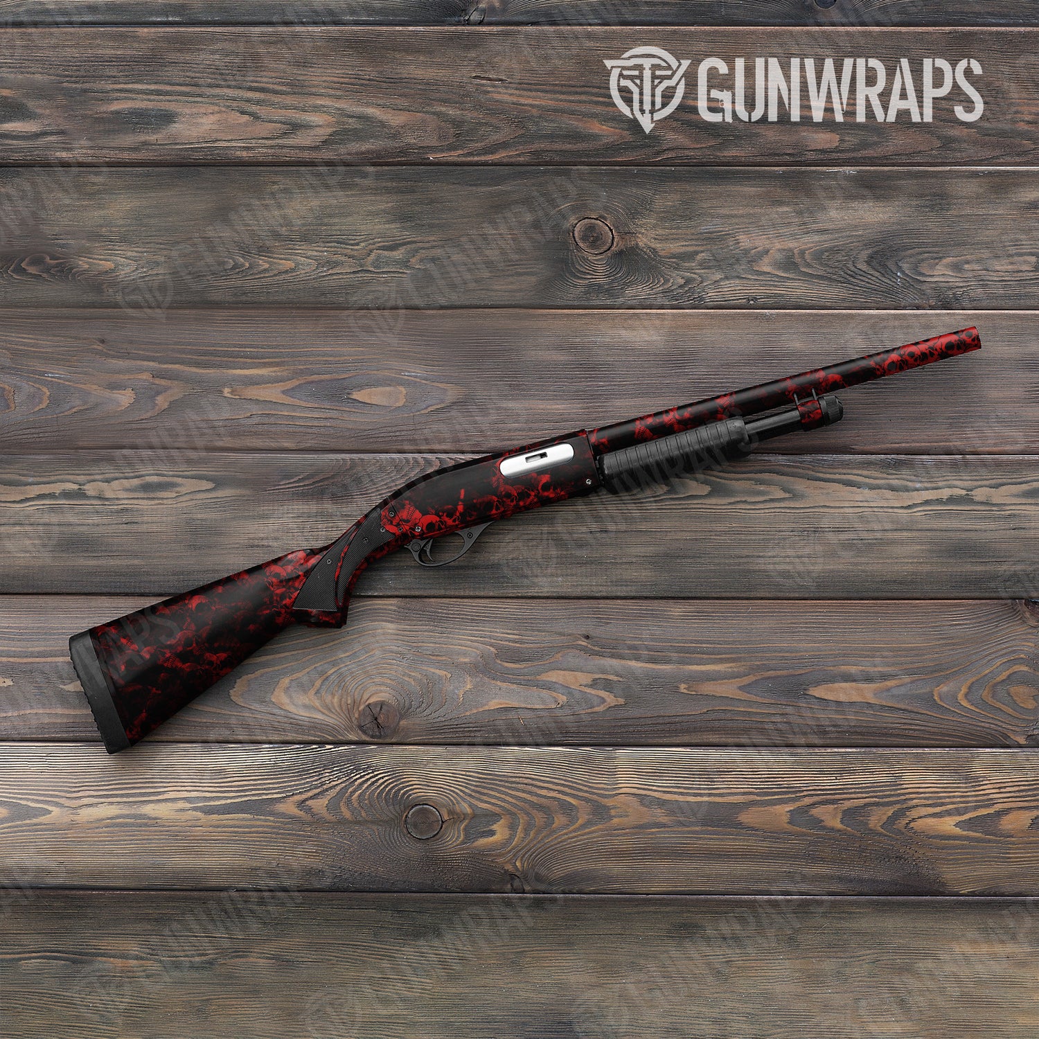 Skull Red Shotgun Gun Skin Vinyl Wraps