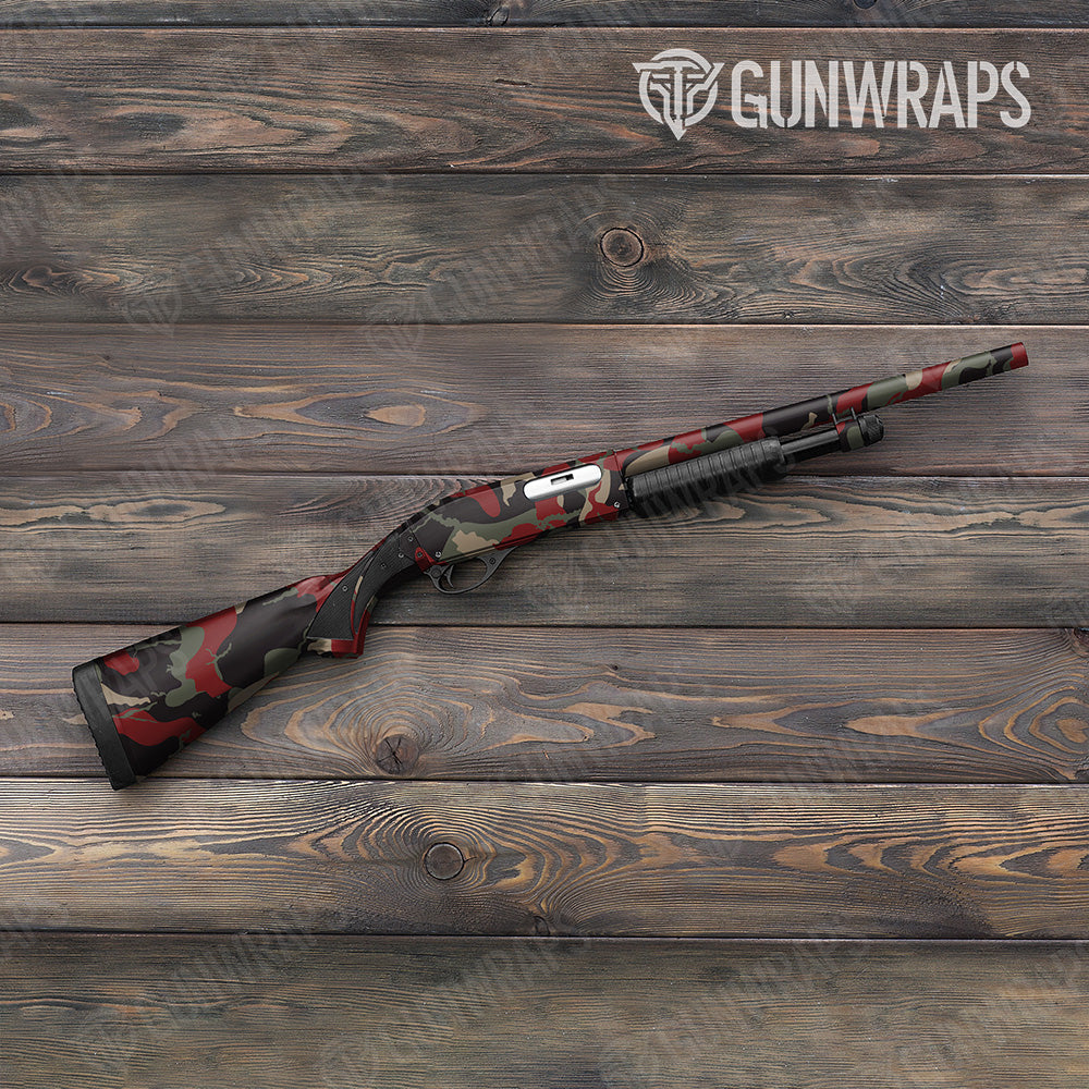 Shotgun Ragged XL Militant Red Camo Gun Skin Vinyl Wrap