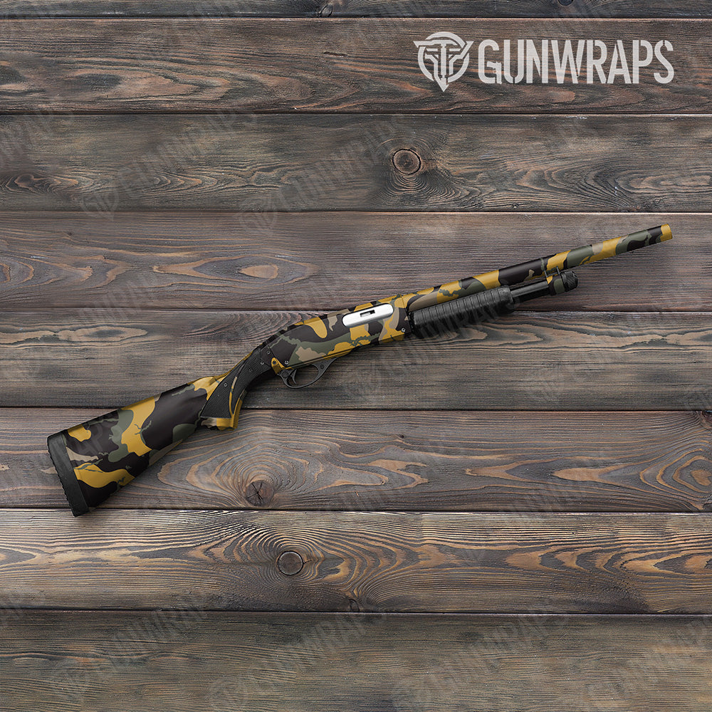 Shotgun Ragged XL Militant Yellow Camo Gun Skin Vinyl Wrap