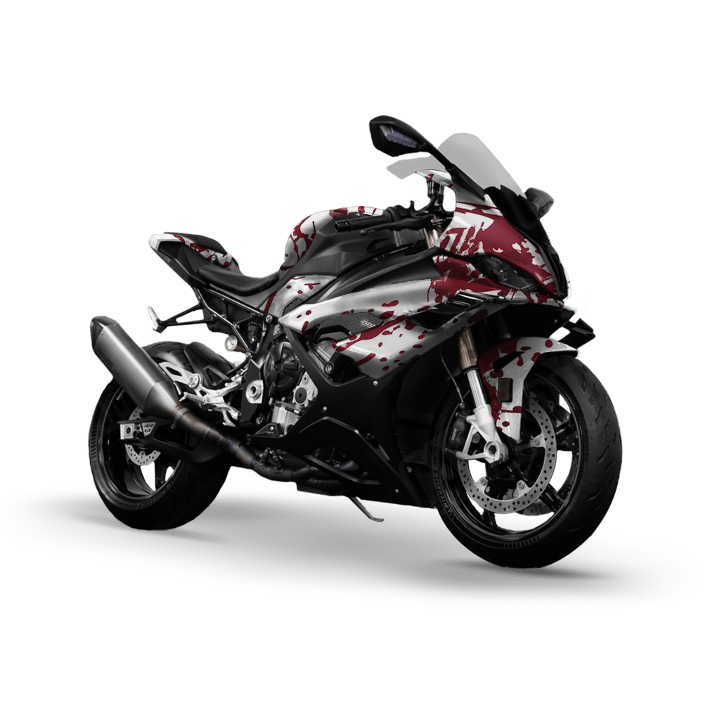 Bloodbath White Camo Sports Bike Vinyl Wrap