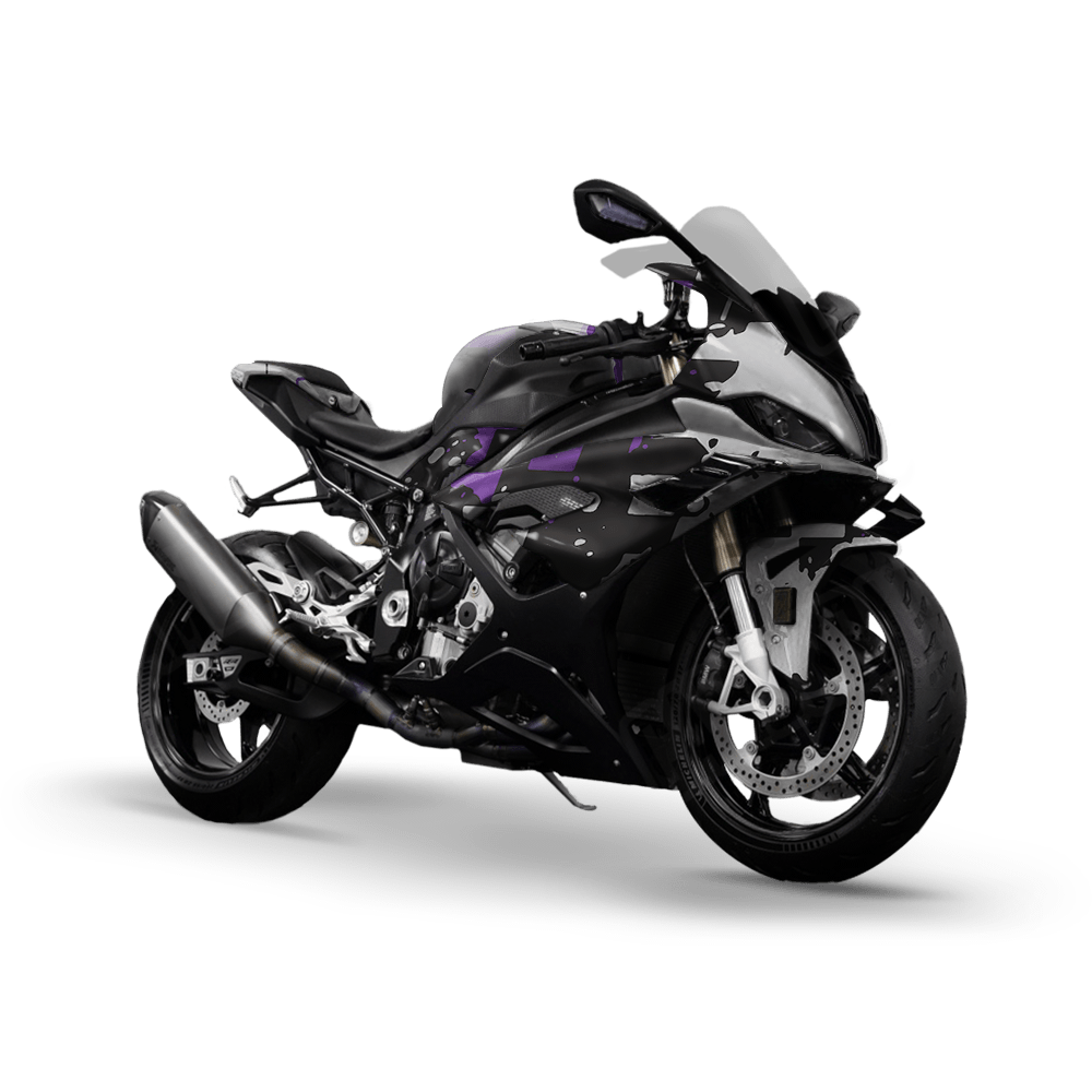 Broken Plaid Purple Tiger Camo Sports Bike Vinyl Wrap