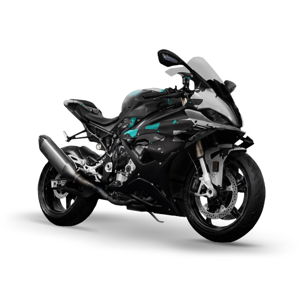 Broken Plaid Tiffany Blue Tiger Camo Sports Bike Vinyl Wrap