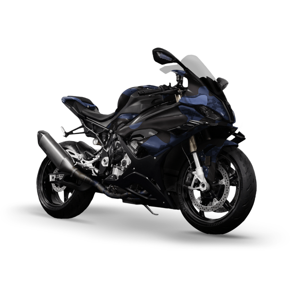 Compound Blue Midnight Camo Sports Bike Vinyl Wrap
