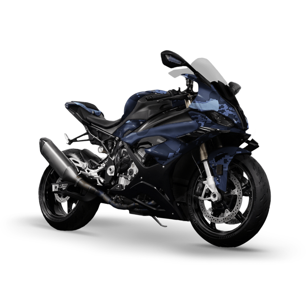 Compound Blue Urban Night Camo Sports Bike Vinyl Wrap