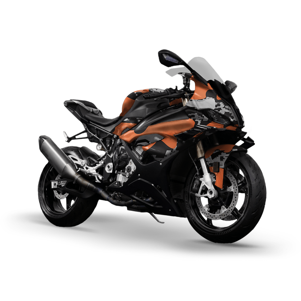 Compound Orange Tiger Camo Sports Bike Vinyl Wrap