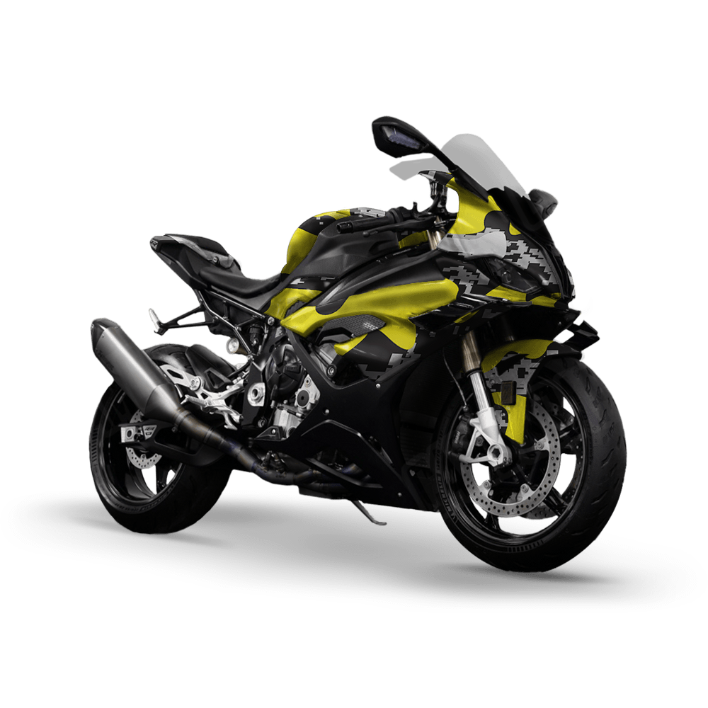 Compound Yellow Tiger Camo Sports Bike Vinyl Wrap