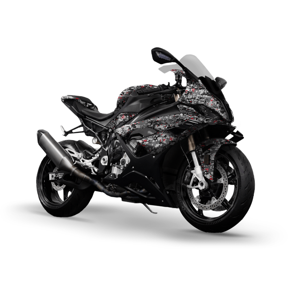 Digital Urban Red Camo Sports Bike Vinyl Wrap