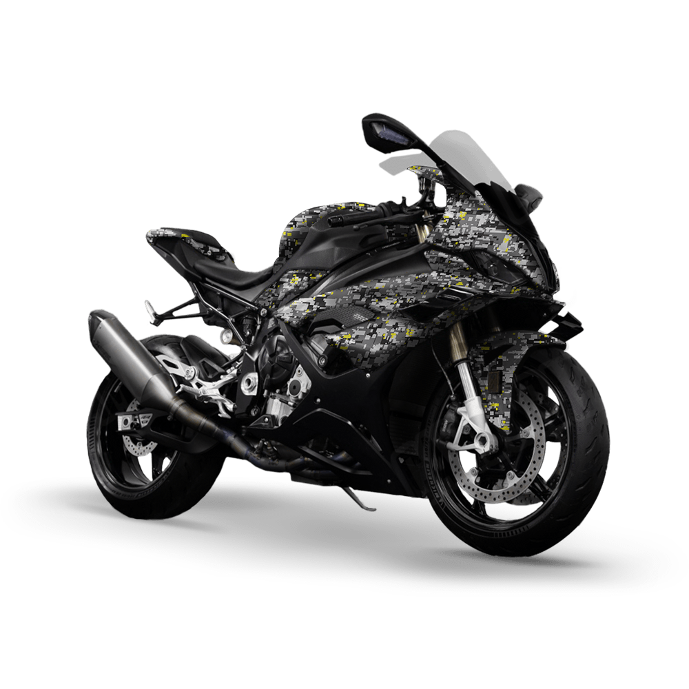 Digital Urban Yellow Camo Sports Bike Vinyl Wrap