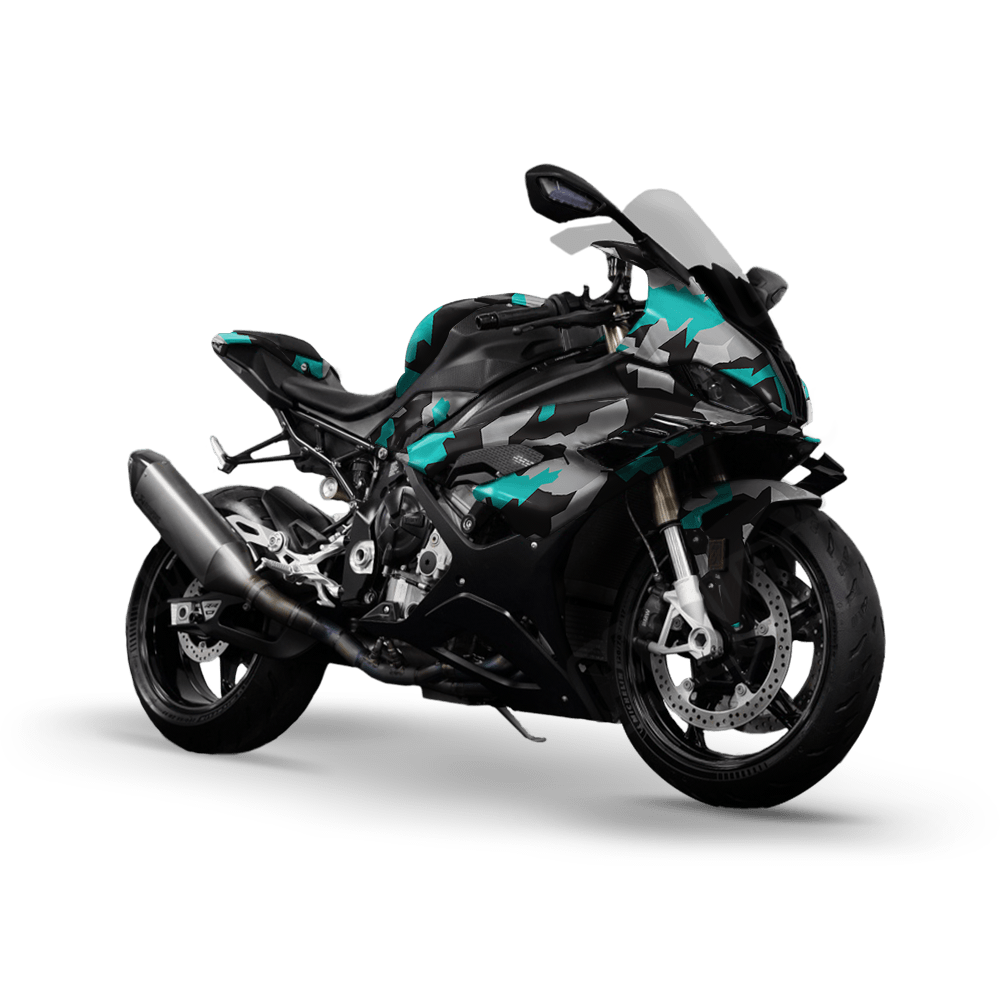 Erratic Tiffany Blue Tiger Camo Sports Bike Vinyl Wrap