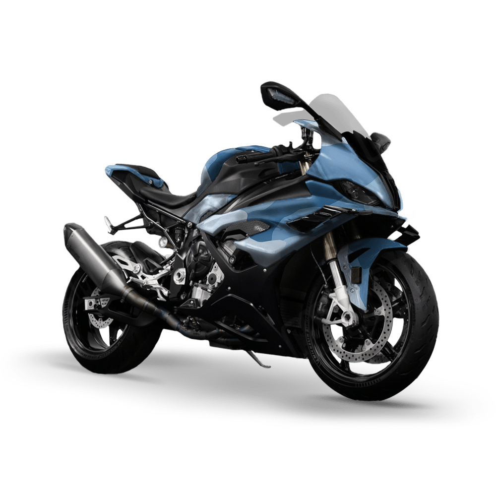 Jumbo Cumulus Cool Blue Camo Sports Bike Vinyl Wrap