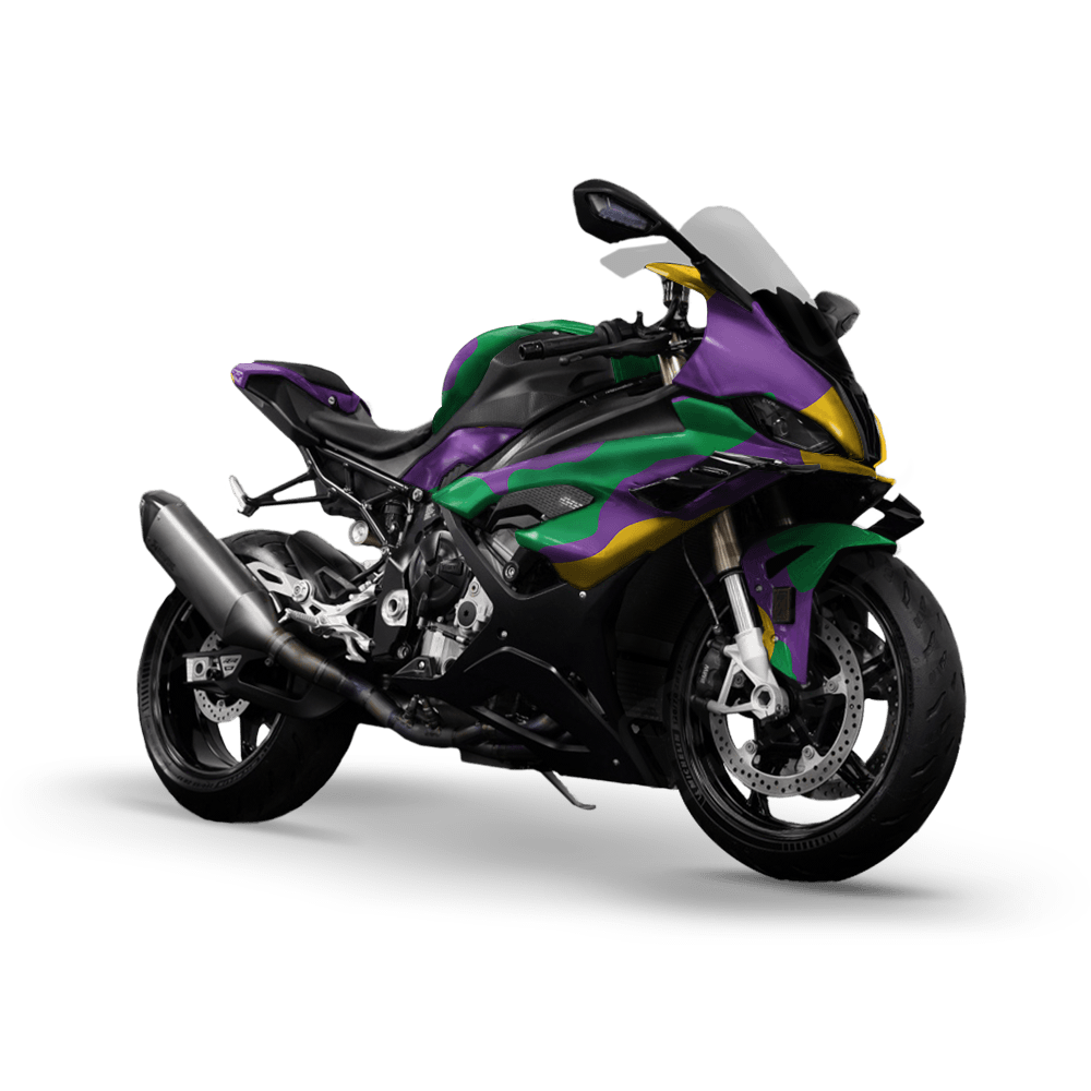 Jumbo Cumulus Mardi Gras Camo Sports Bike Vinyl Wrap