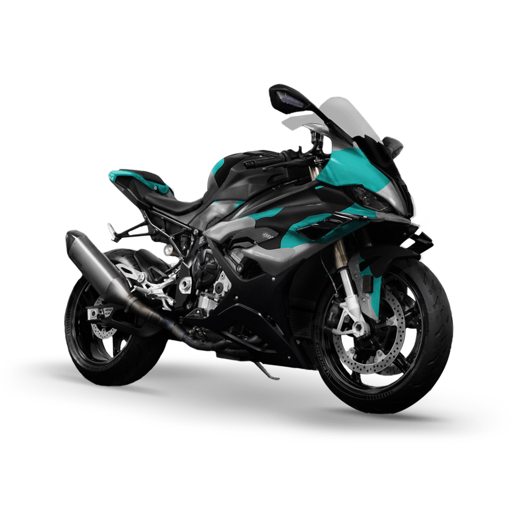 Jumbo Cumulus Tiffany Blue Tiger Camo Sports Bike Vinyl Wrap