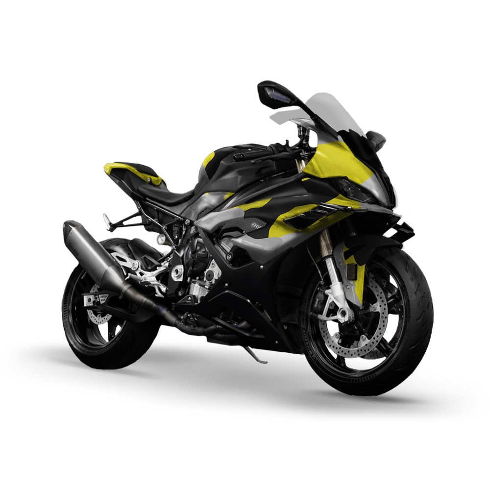 Jumbo Cumulus Yellow Tiger Camo Sports Bike Vinyl Wrap