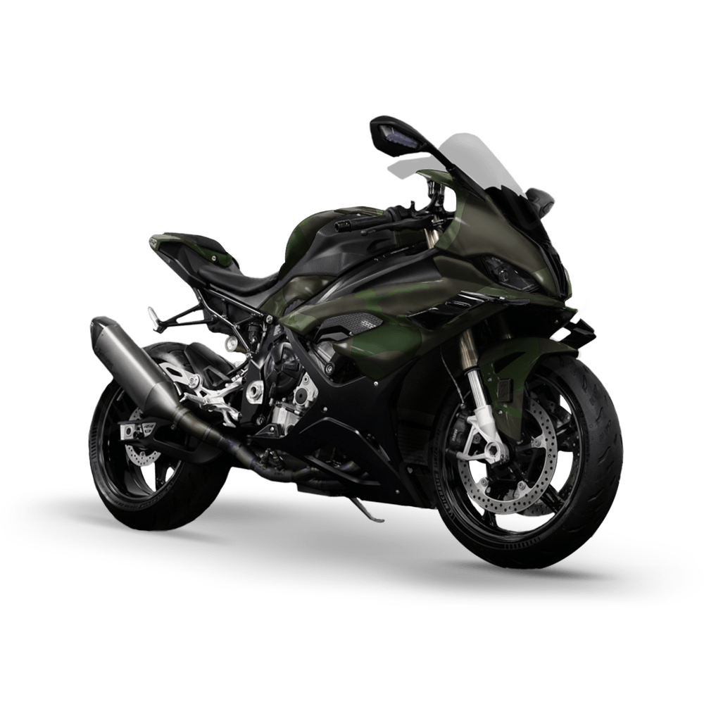 Jumbo Ragged Army Dark Green Camo Sports Bike Vinyl Wrap