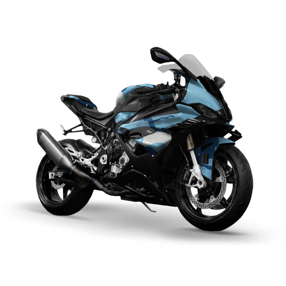 Jumbo Ragged Baby Blue Camo Sports Bike Vinyl Wrap