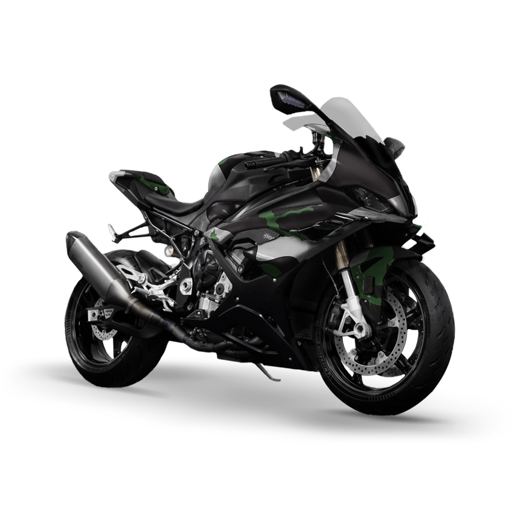 Jumbo Ragged Green Tiger Camo Sports Bike Vinyl Wrap