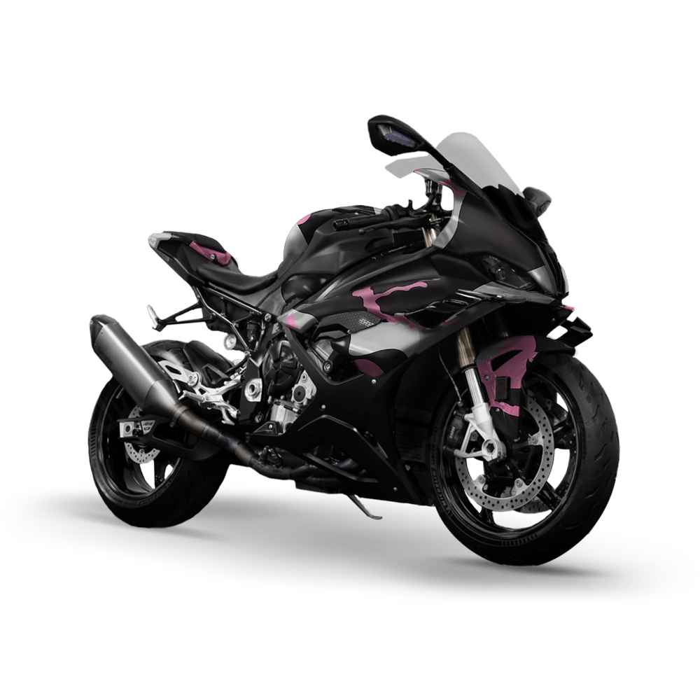 Jumbo Ragged Pink Tiger Camo Sports Bike Vinyl Wrap