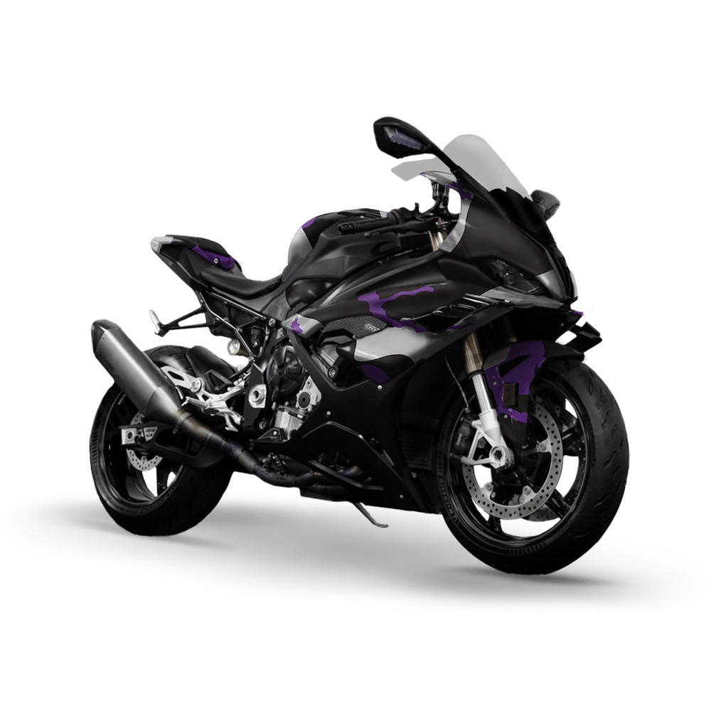 Jumbo Ragged Purple Tiger Camo Sports Bike Vinyl Wrap
