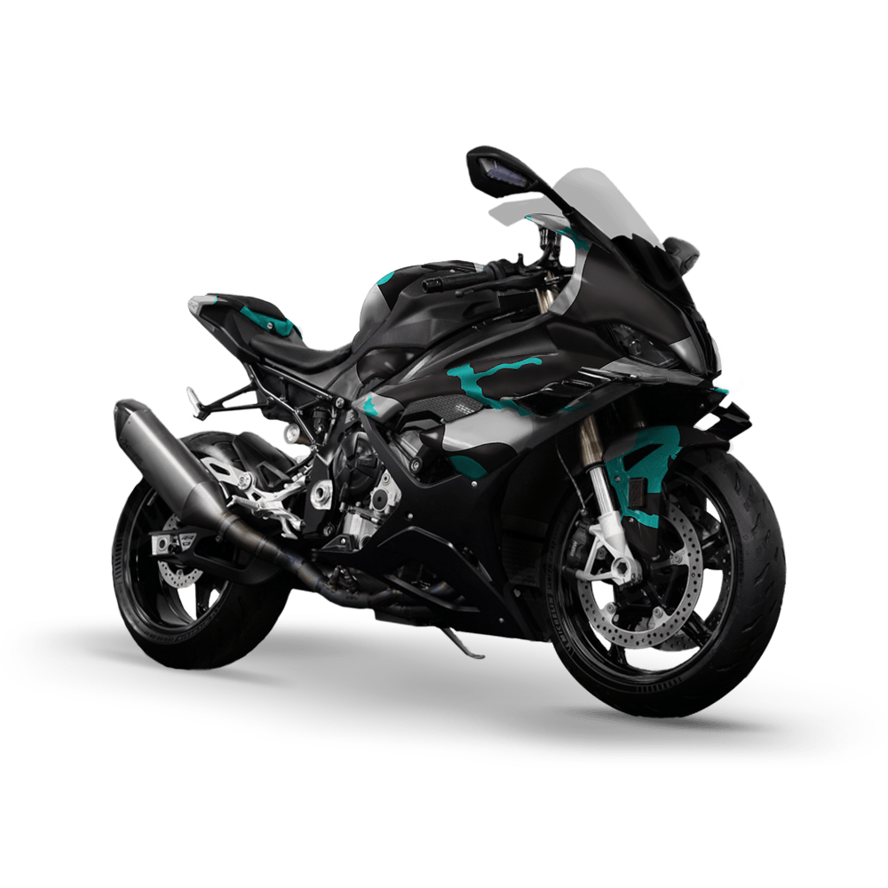 Jumbo Ragged Tiffany Blue Tiger Camo Sports Bike Vinyl Wrap