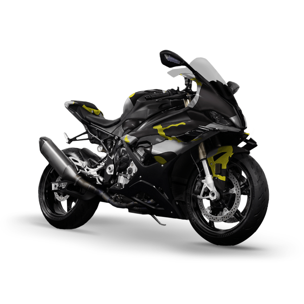 Jumbo Ragged Yellow Tiger Camo Sports Bike Vinyl Wrap