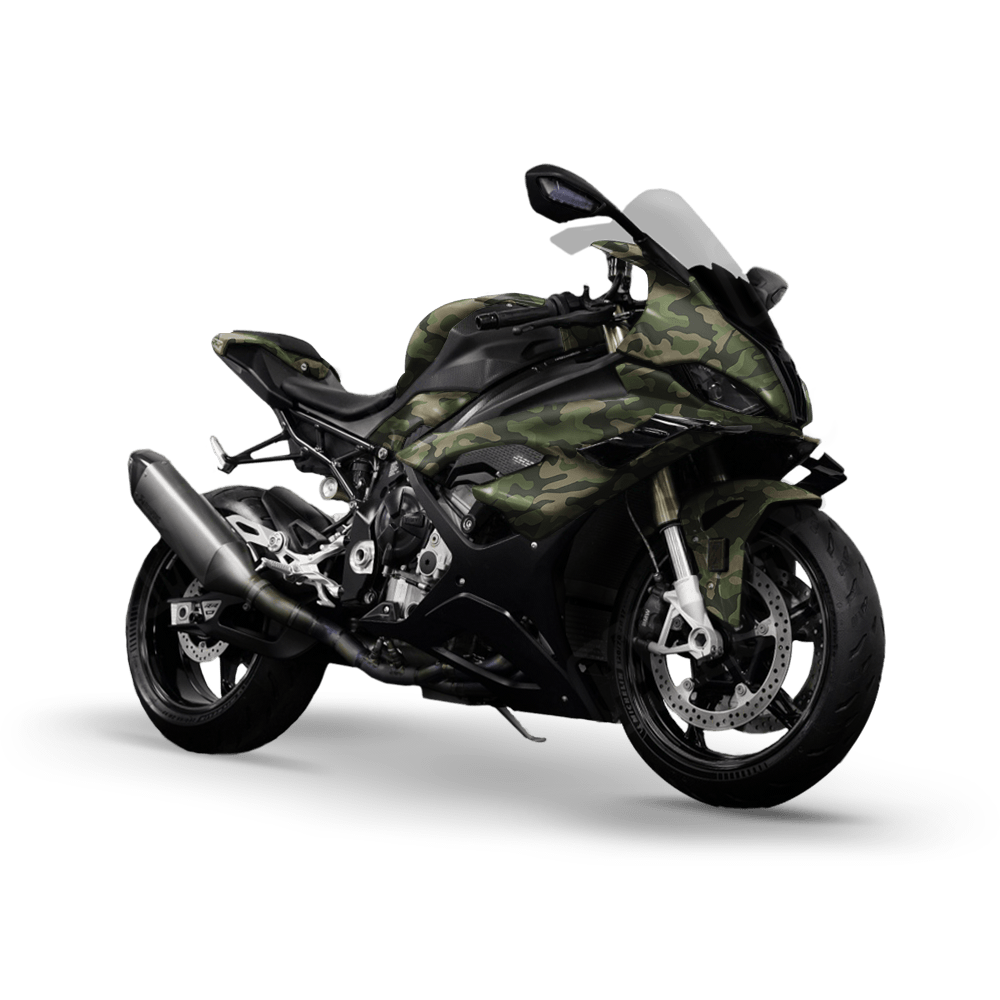 Large Classic Army Green Camo Sports Bike Vinyl Wrap