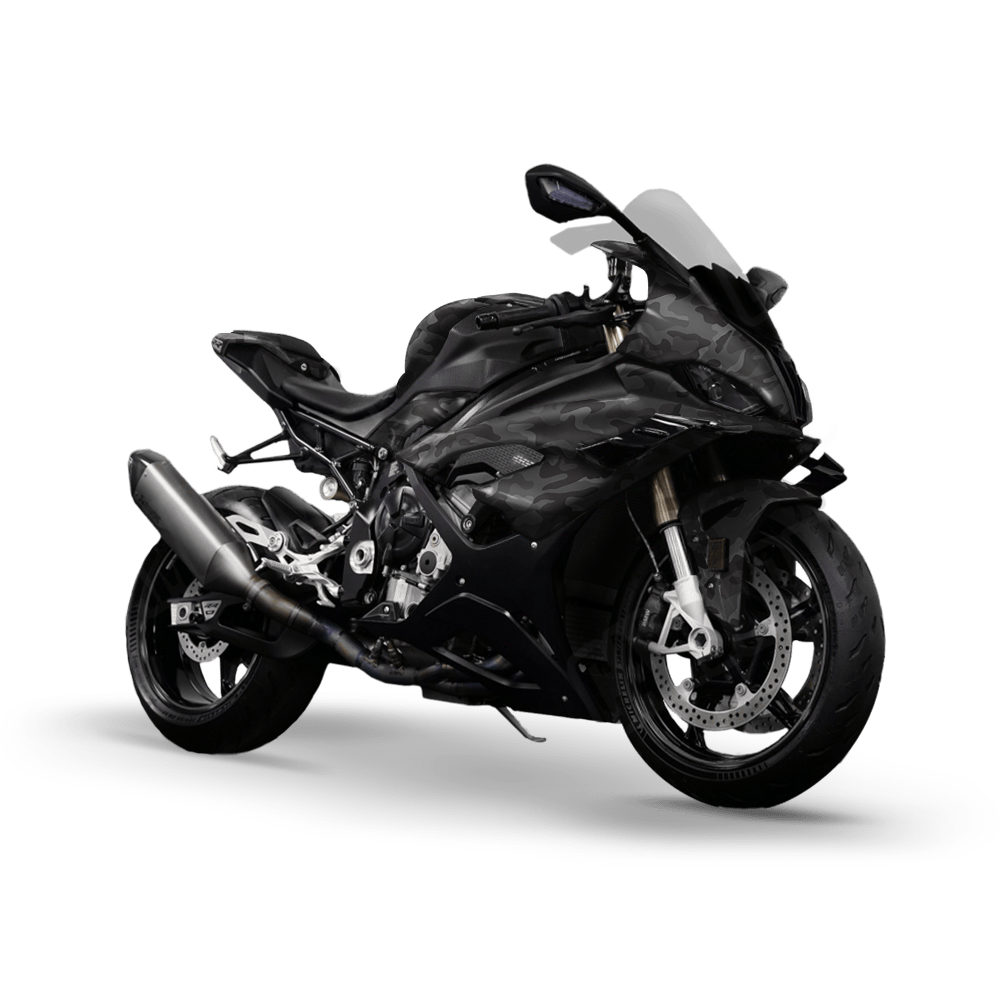 Large Classic Elite Black Camo Sports Bike Vinyl Wrap