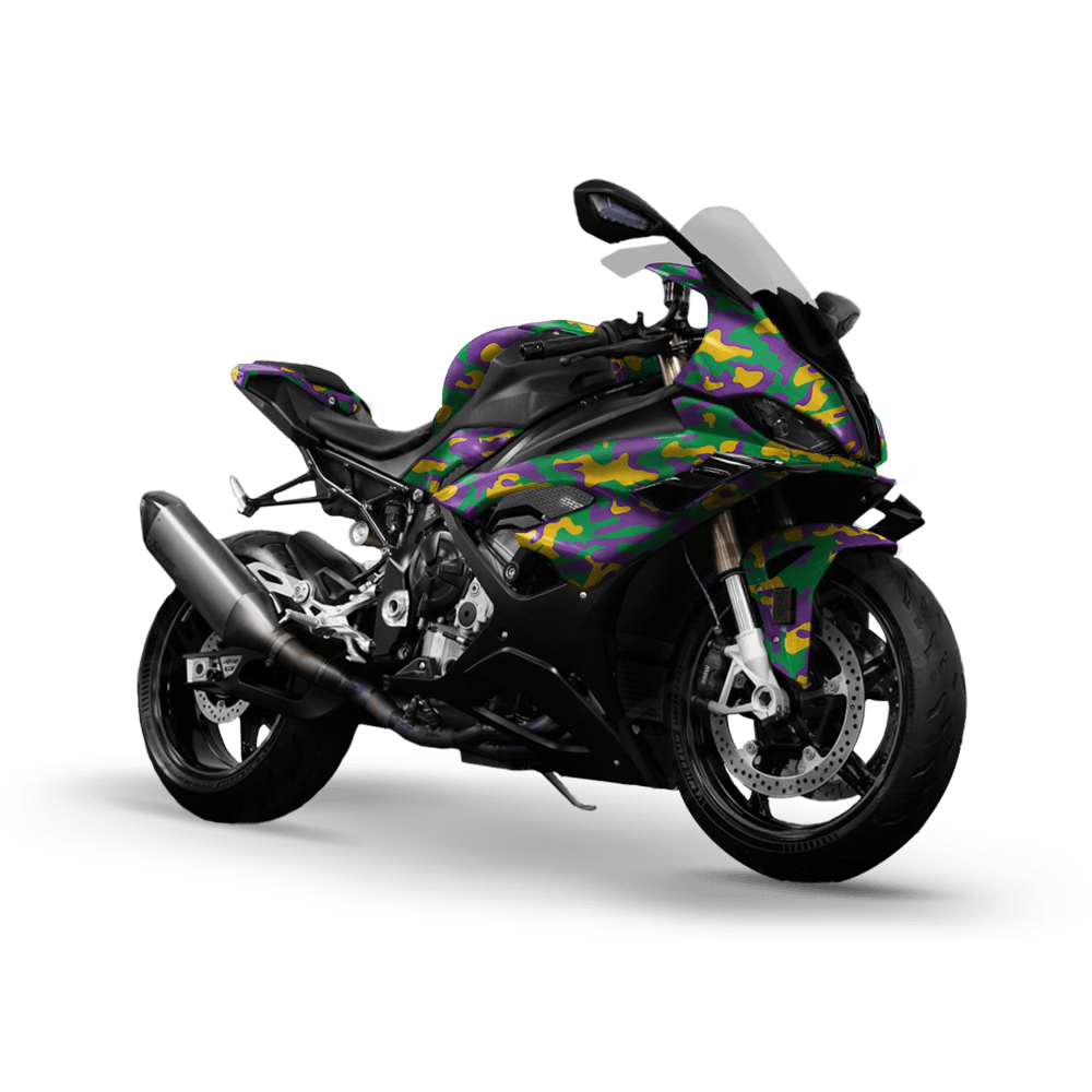 Large Classic Mardi Gras Camo Sports Bike Vinyl Wrap