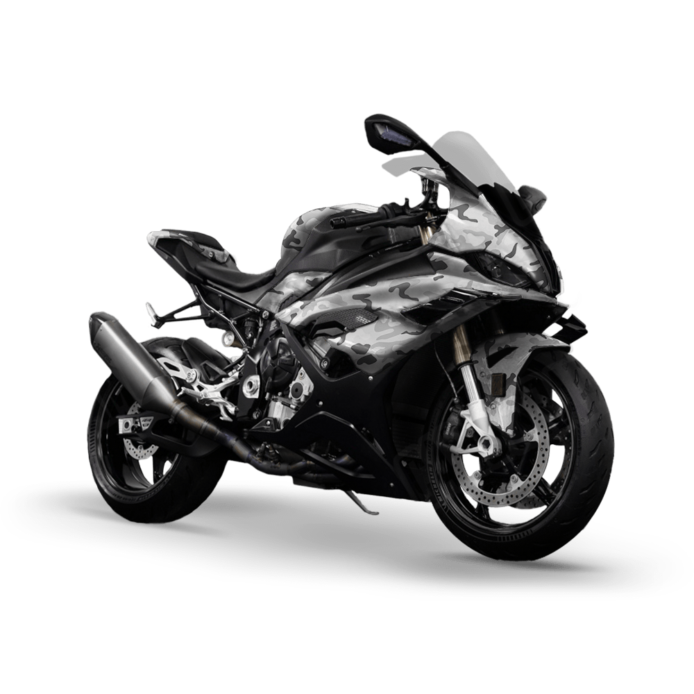 Large Classic Snow Camo Sports Bike Vinyl Wrap