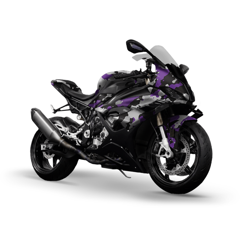 Large Cumulus Purple Tiger Camo Sports Bike Vinyl Wrap