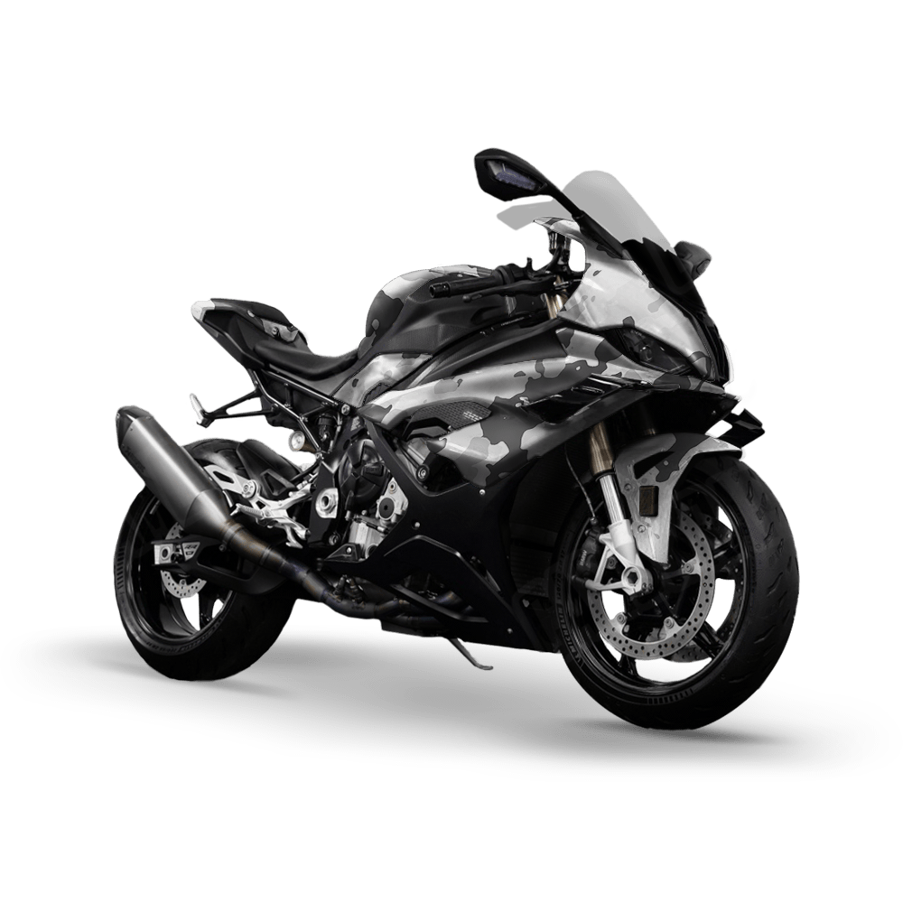 Large Cumulus Snow Camo Sports Bike Vinyl Wrap