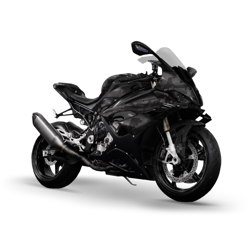 Large Digital Elite Black Camo Sports Bike Vinyl Wrap