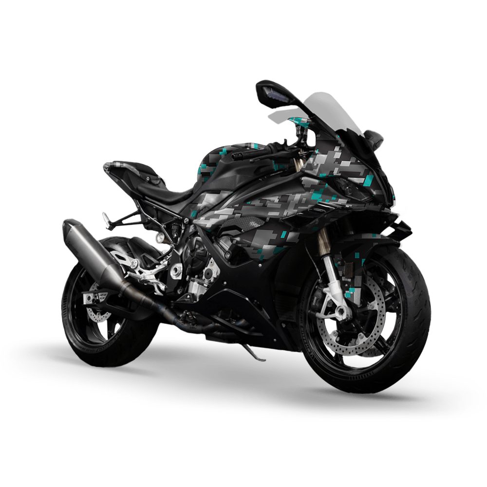 Large Digital Urban Tiffany Blue Camo Sports Bike Vinyl Wrap