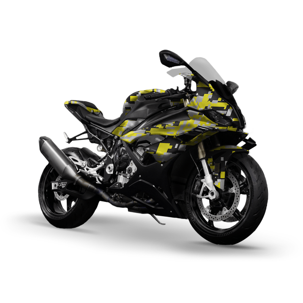 Large Digital Yellow Tiger Camo Sports Bike Vinyl Wrap