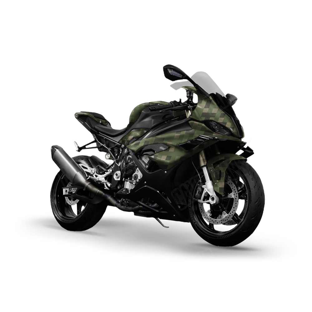 Pixel Army Green Sports Bike Wraps