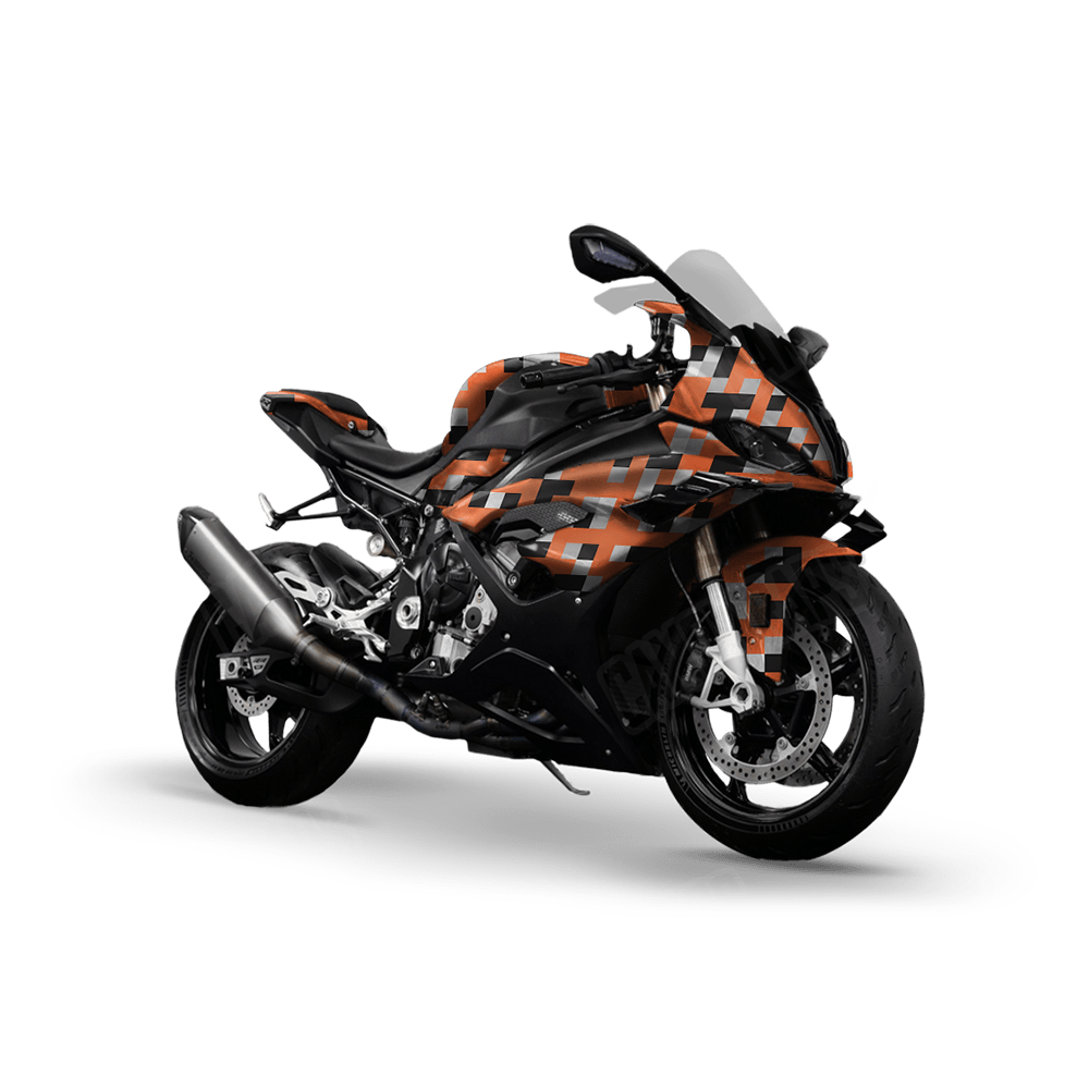 Pixel Orange Tiger Sports Bike Wraps