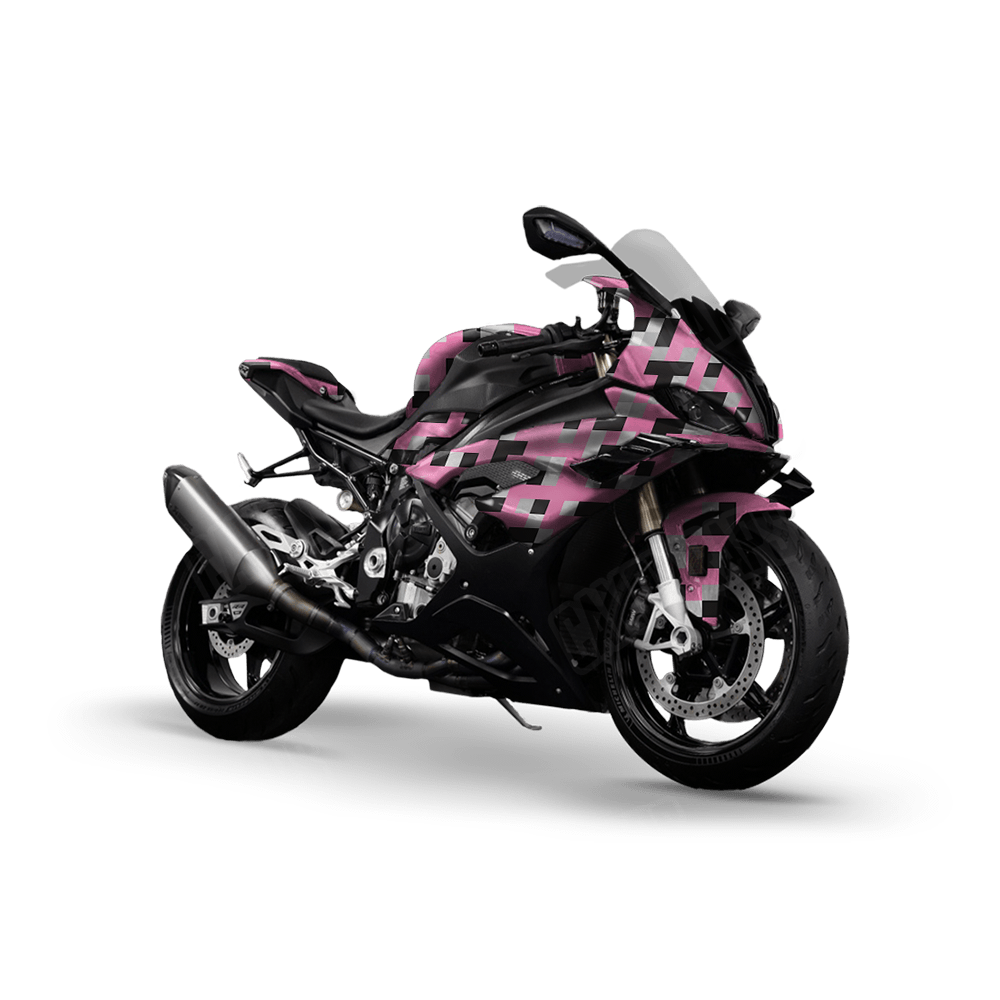 Pixel Pink Tiger Sports Bike Wraps